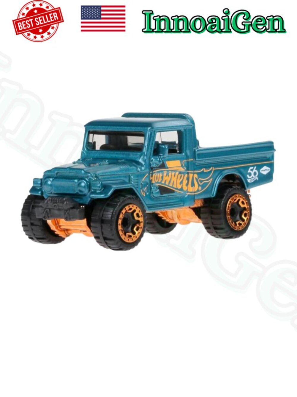 Hot Wheels Toyota Land Cruiser 56th Anniversary Blue & Gold 1:64 Scale Diecast